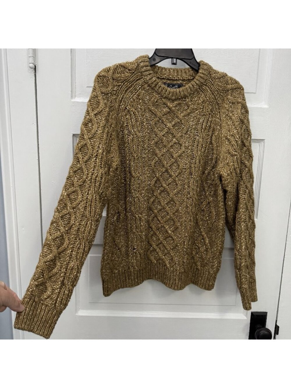 Grayers Cable Knit Sweater Men’s M Brown Yak Blend Heavyweight Crewneck